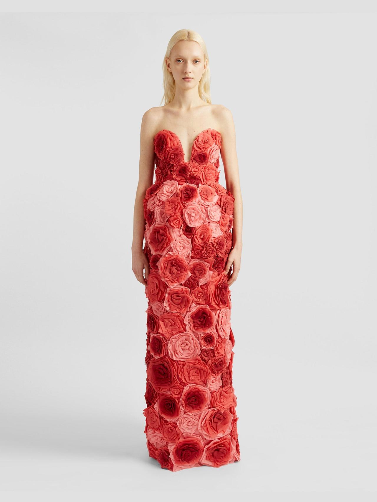 Strapless 3D roses gown PF24_F1G4_PSR Erdem    - Collagerie