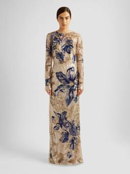 Long sleeve beaded sequin gown PF24_F1G905_NLS Erdem    - Collagerie