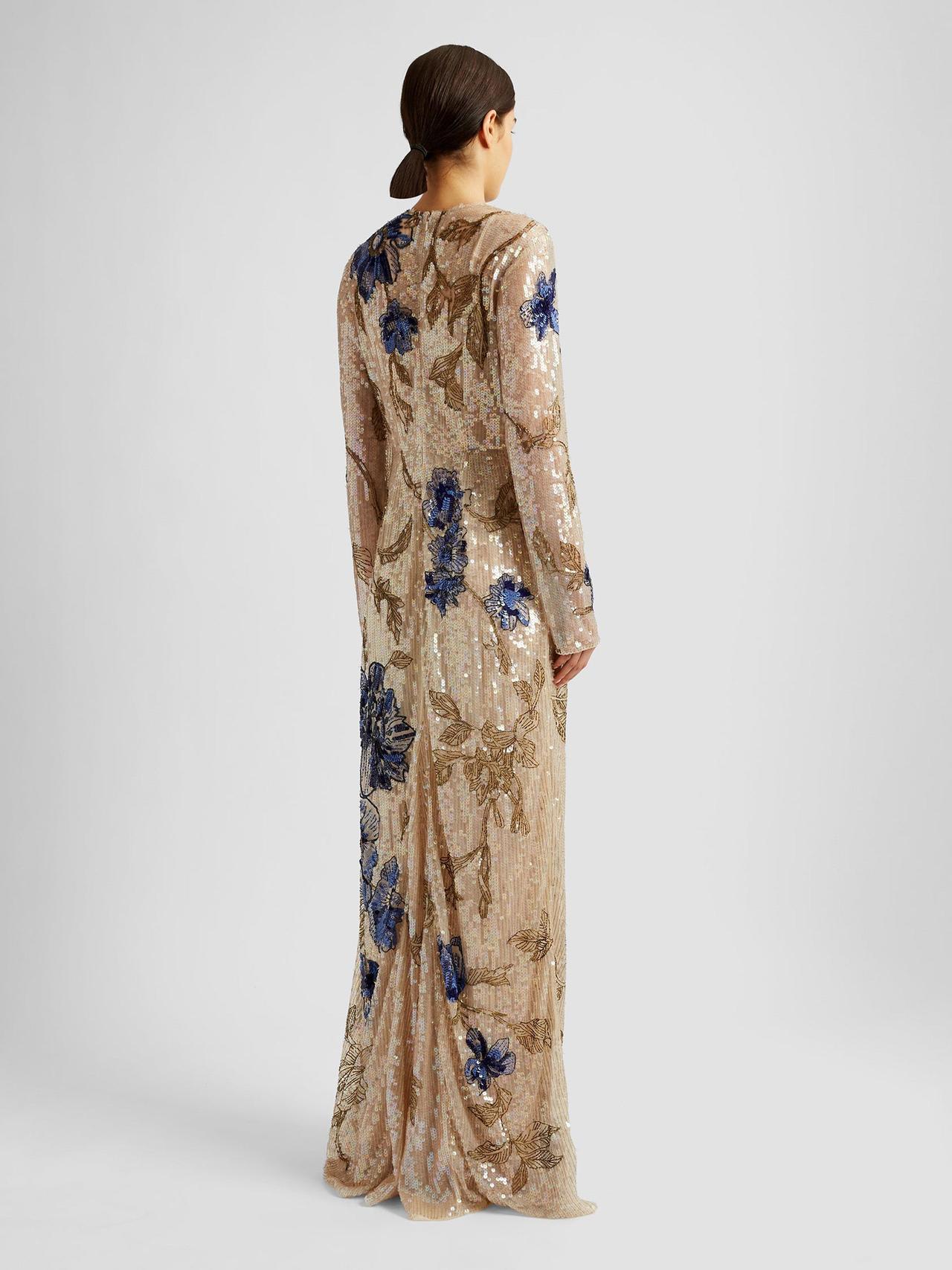 Long sleeve beaded sequin gown PF24_F1G905_NLS Erdem    - Collagerie