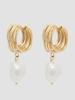 Gold twisted hoop earrings PF24_F1JE3_GPP Erdem    - Collagerie