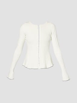 White peplum ribbed cardigan PF24_F1KT1_IVBKVI Erdem    - Collagerie