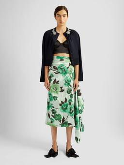 Green pencil skirt with drape detail PF24_F1S2_GVTT Erdem    - Collagerie