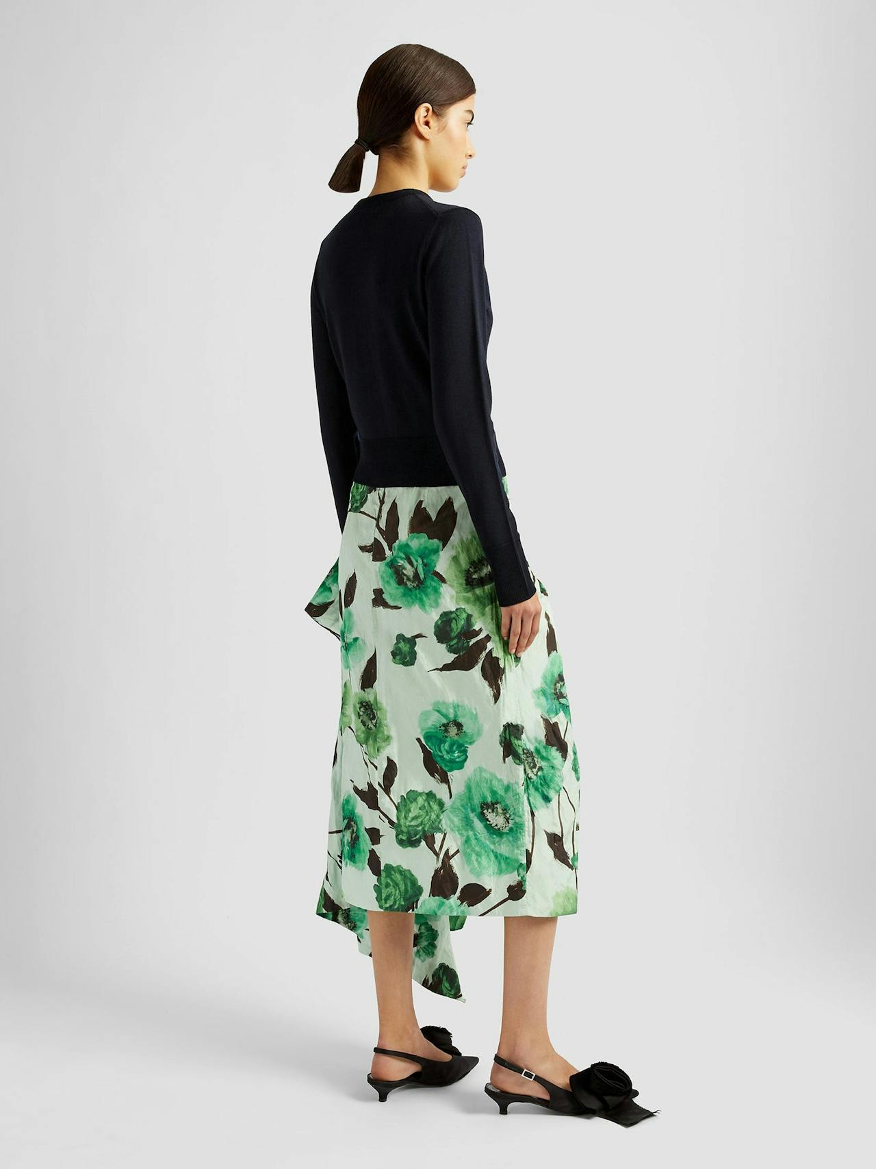 Green pencil skirt with drape detail PF24_F1S2_GVTT Erdem    - Collagerie