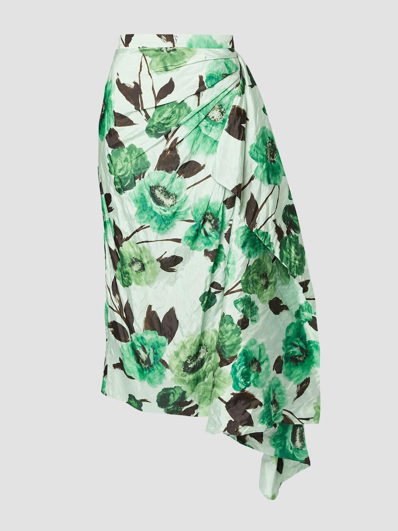 Green pencil skirt with drape detail