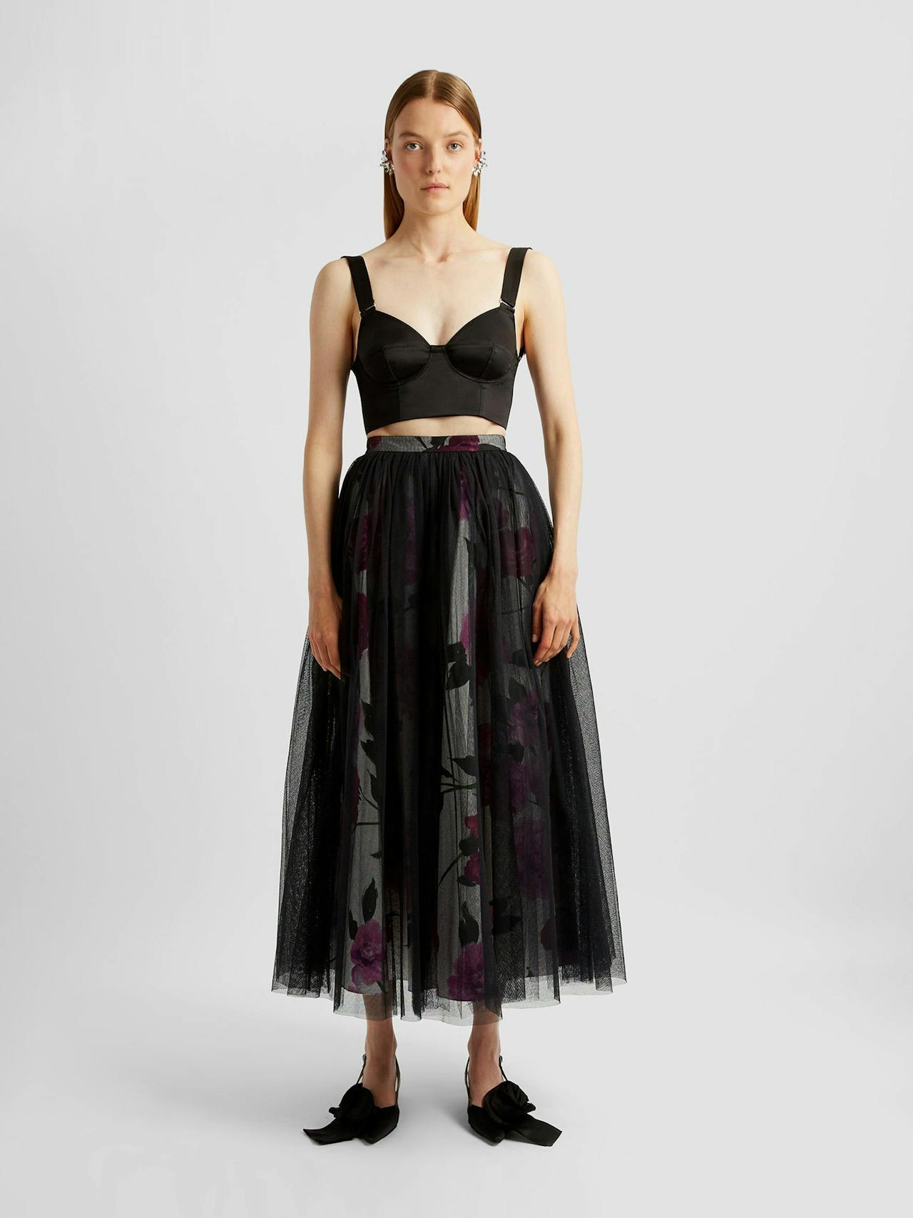 Midi skirt with tulle overlay PF24_F1S8_PIVCF Erdem    - Collagerie