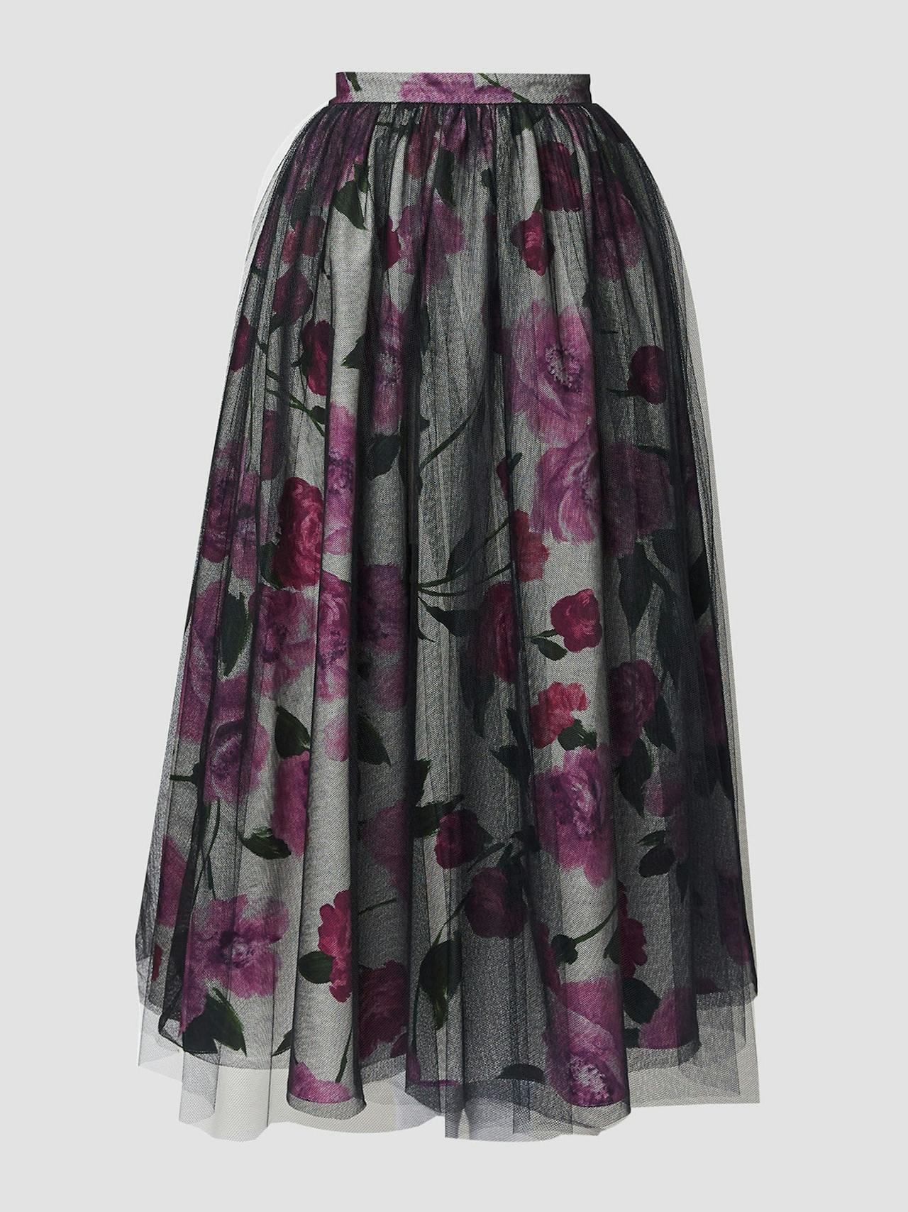 Midi skirt with tulle overlay