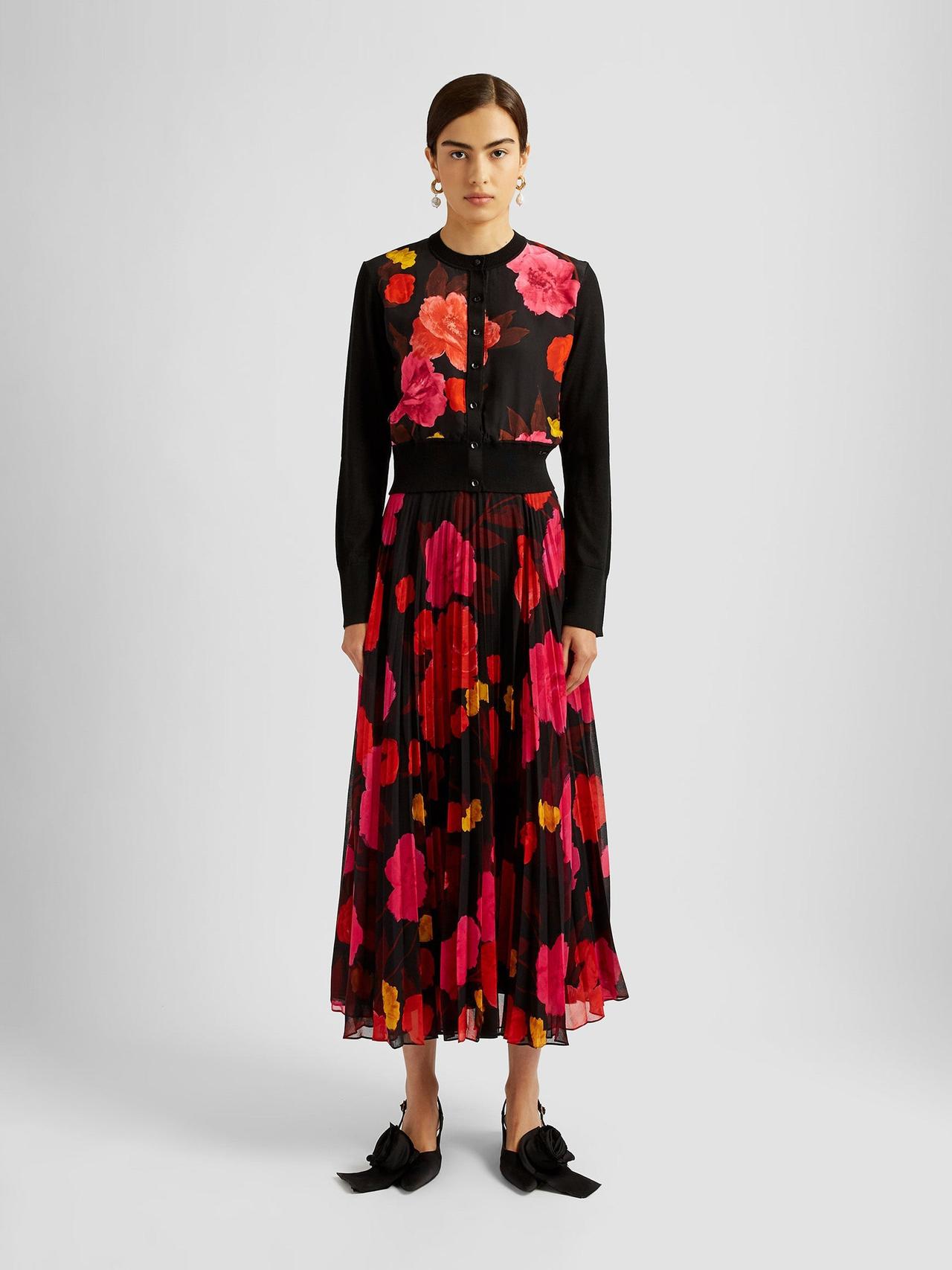 Red and black pleated midi skirt PF24_F1S900_BVPV Erdem    - Collagerie