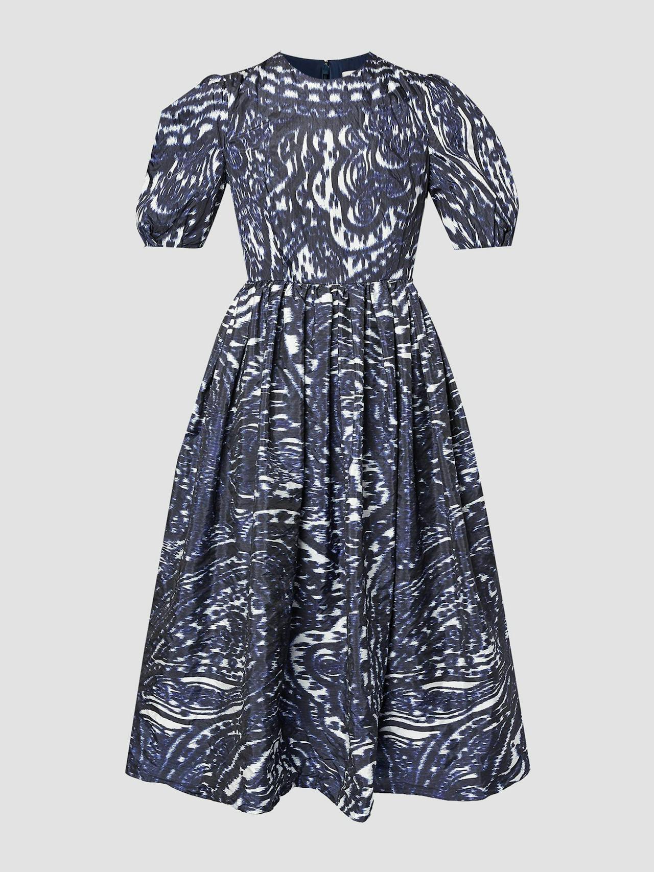 Navy short sleeve a line midi dress PF24_R1D41_BLPTT Erdem    - Collagerie