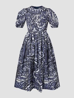 Navy short sleeve a line midi dress PF24_R1D41_BLPTT Erdem    - Collagerie