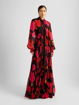 Long sleeve gown with pleated skirt PF24_R1G4_BVPV Erdem    - Collagerie