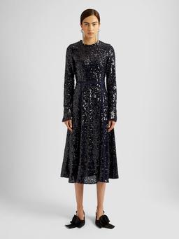 Navy long sleeve midi dress PF24_W0D28_NS Erdem    - Collagerie