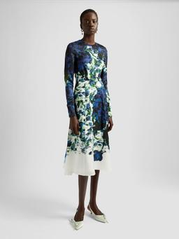 Long sleeve midi dress in inky print PF24_W0D28_PIVS Erdem    - Collagerie