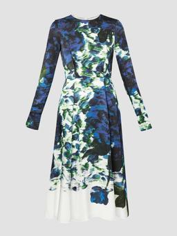 Long sleeve midi dress in inky print PF24_W0D28_PIVS Erdem    - Collagerie