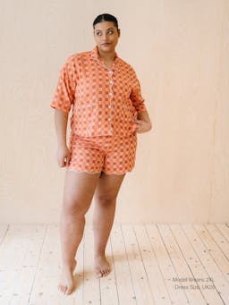 Cotton pyjamas in apricot checkerboard Sleepwear TBCo    - Collagerie