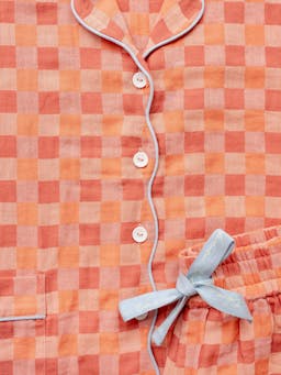 Cotton pyjamas in apricot checkerboard Sleepwear TBCo    - Collagerie