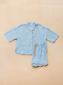 Cotton pyjamas in blue scallop Sleepwear TBCo    - Collagerie