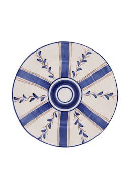 Blue stripe dessert plate Interiors Carolina Irving & Daughters    - Collagerie