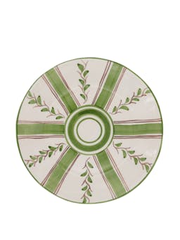 Olive stripe dessert plate Interiors Carolina Irving & Daughters    - Collagerie