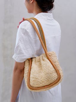 Negara mini raffia gathered tote Handbag STELAR    - Collagerie