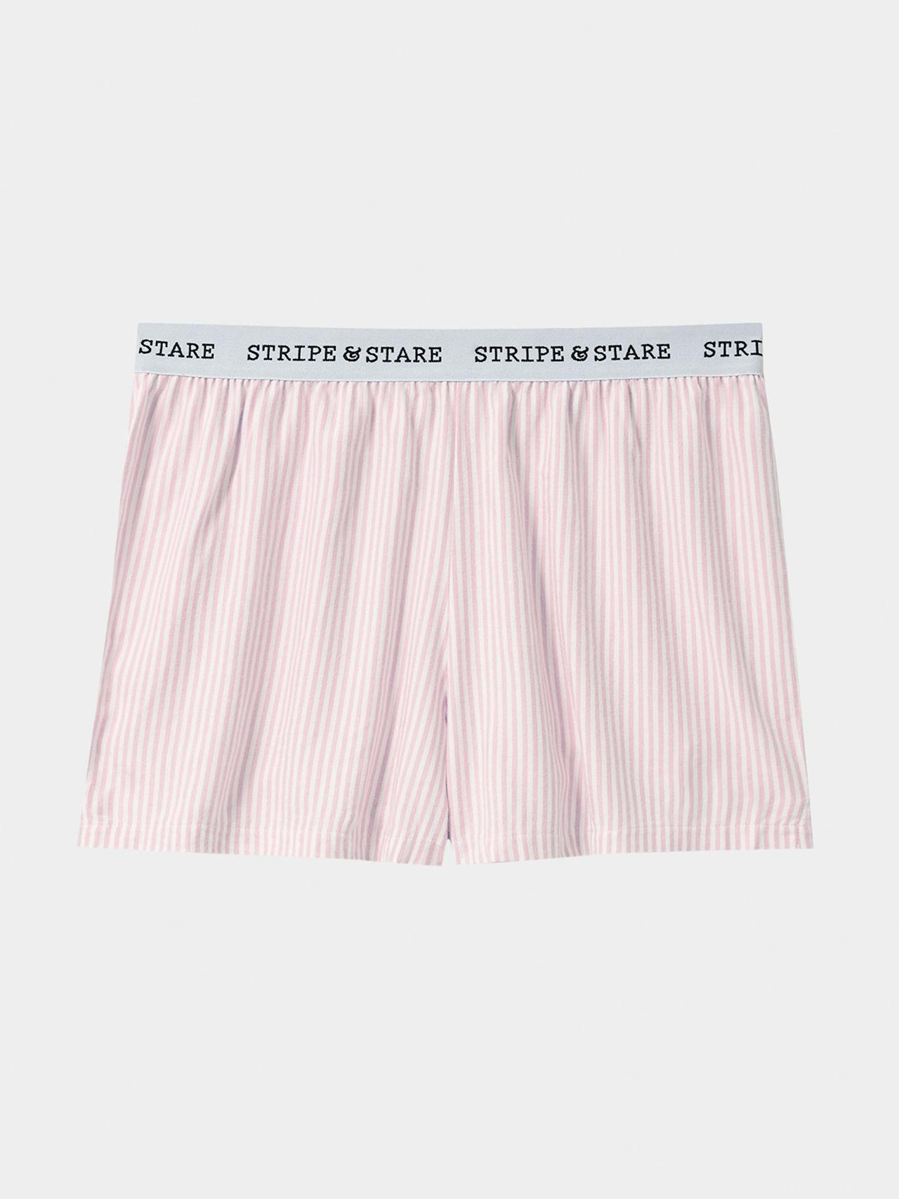 Pink stripe soft brushed woven pyjama shorts