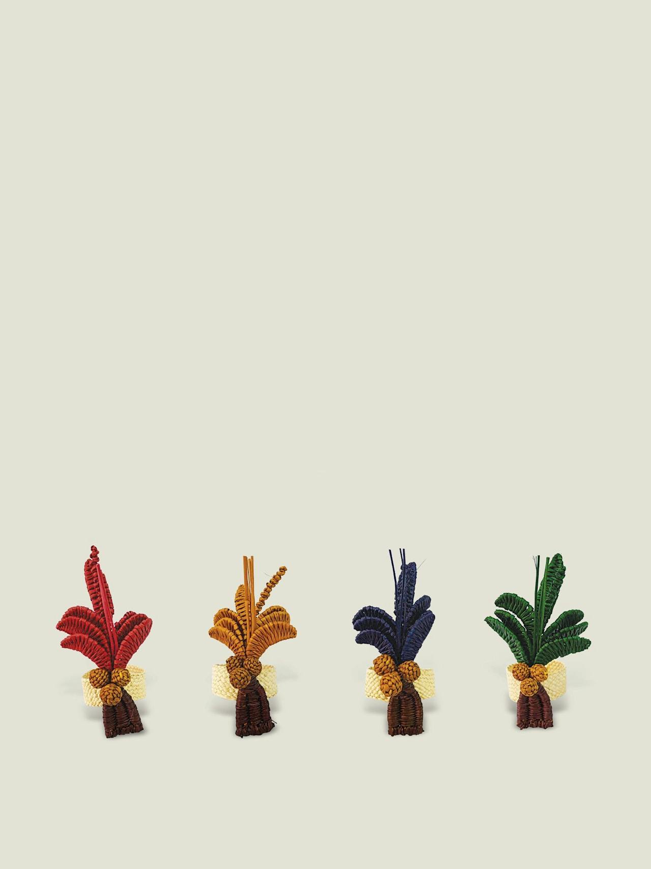 Palmito woven mixed palm tree napkin rings, set of 4 Woven Napkin Rings The Colombia Collective    - Collagerie