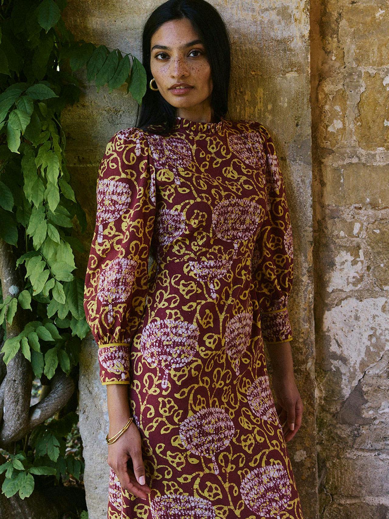 Earthen jungle Petworth dress dre Pink City Prints    - Collagerie