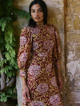 Earthen jungle Petworth dress dre Pink City Prints    - Collagerie