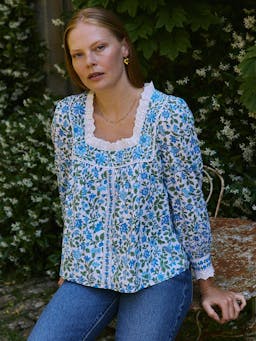 Vintage mix Fleur blouse Tops Pink City Prints    - Collagerie