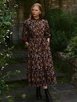 Tilly dress in Tan Jaal Dresses Pink City Prints    - Collagerie