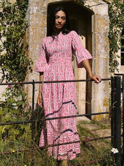 Rosewood border Savannah dress Dresses Pink City Prints    - Collagerie