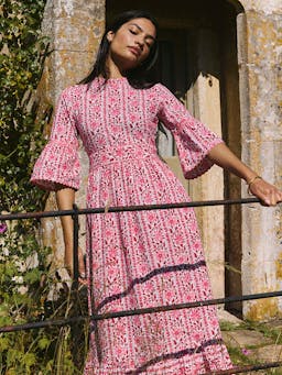 Rosewood border Savannah dress Dresses Pink City Prints    - Collagerie