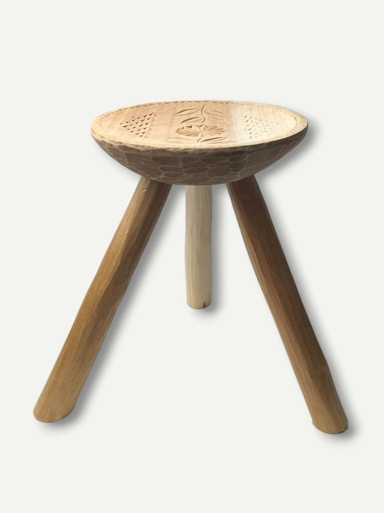 Wooden stool with motif