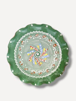 Large moss green ripple plate IV  Casa de Folklore    - Collagerie