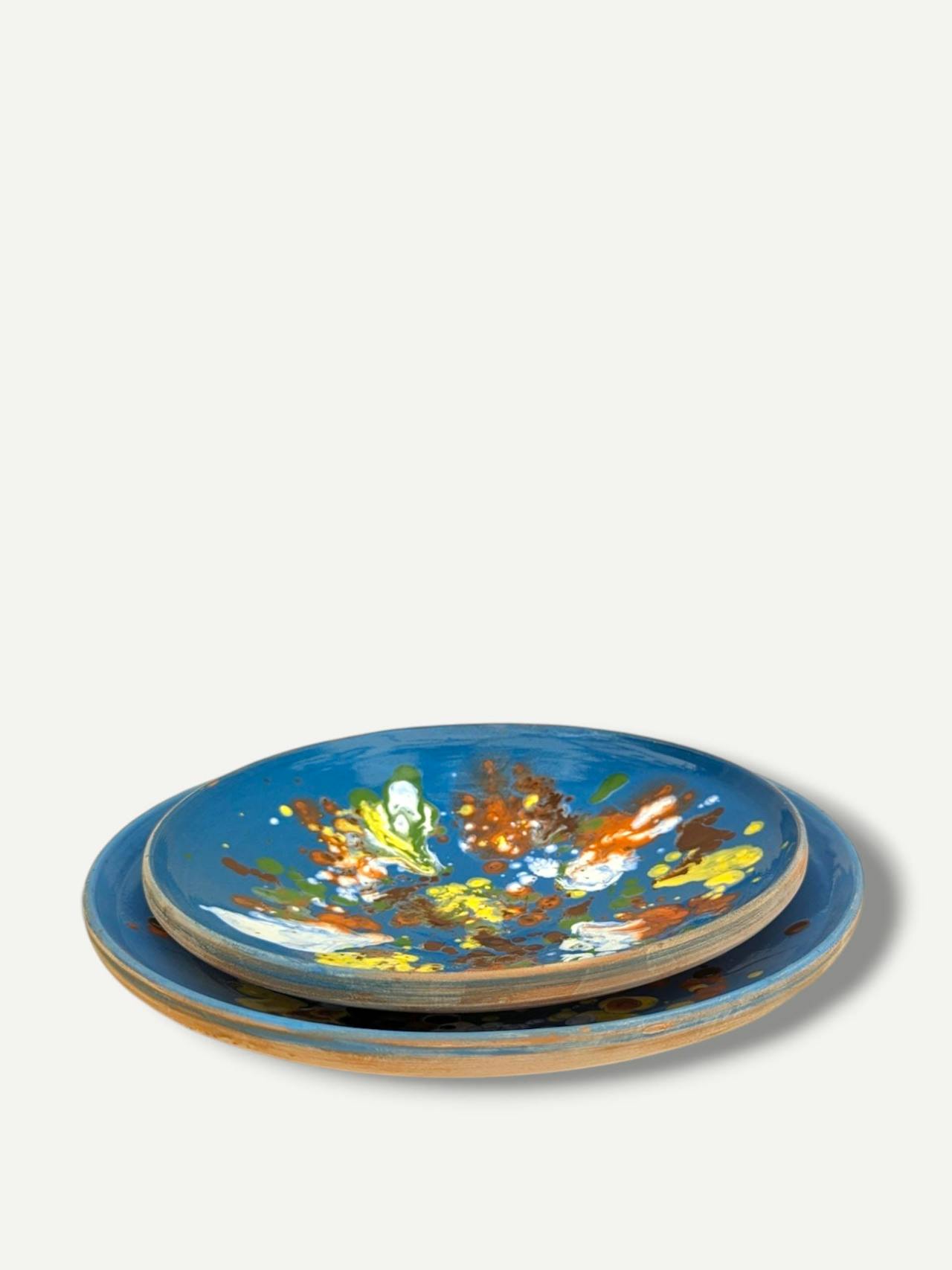 Cobalt splatter serving plate Horezu Deep Plate Casa de Folklore    - Collagerie