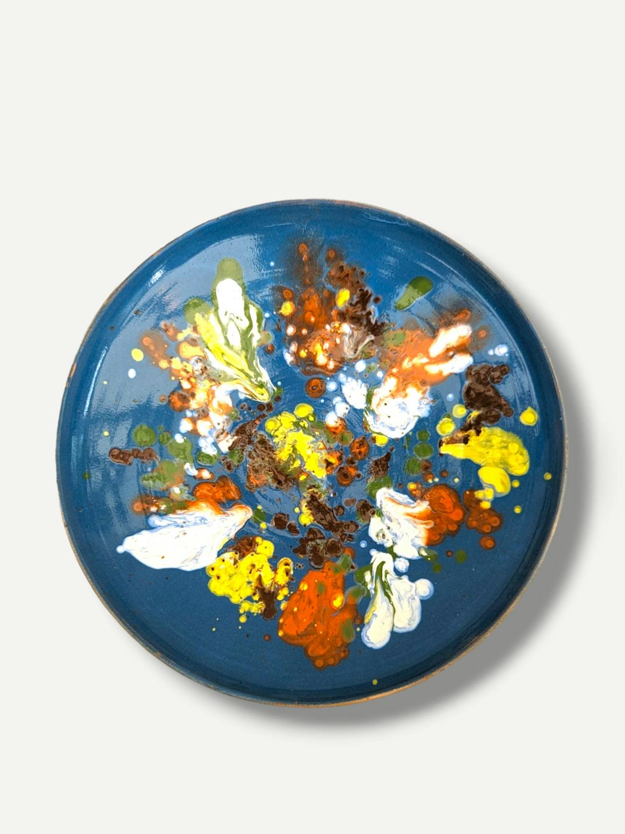 Cobalt splatter serving plate