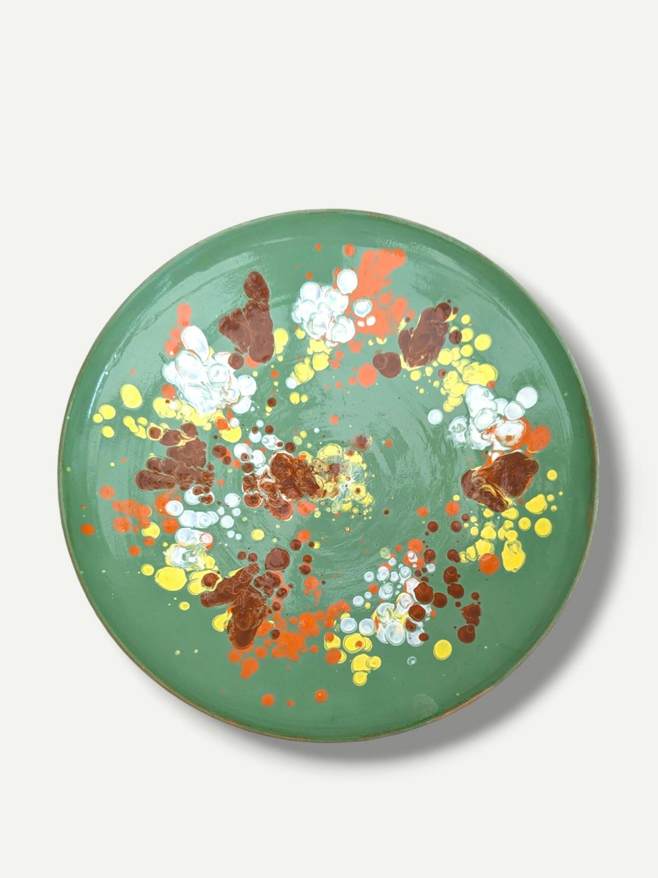 Splatter moss green large serving plate