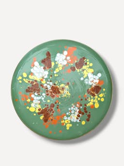 Splatter moss green large serving plate Horezu Deep Plate Casa de Folklore    - Collagerie