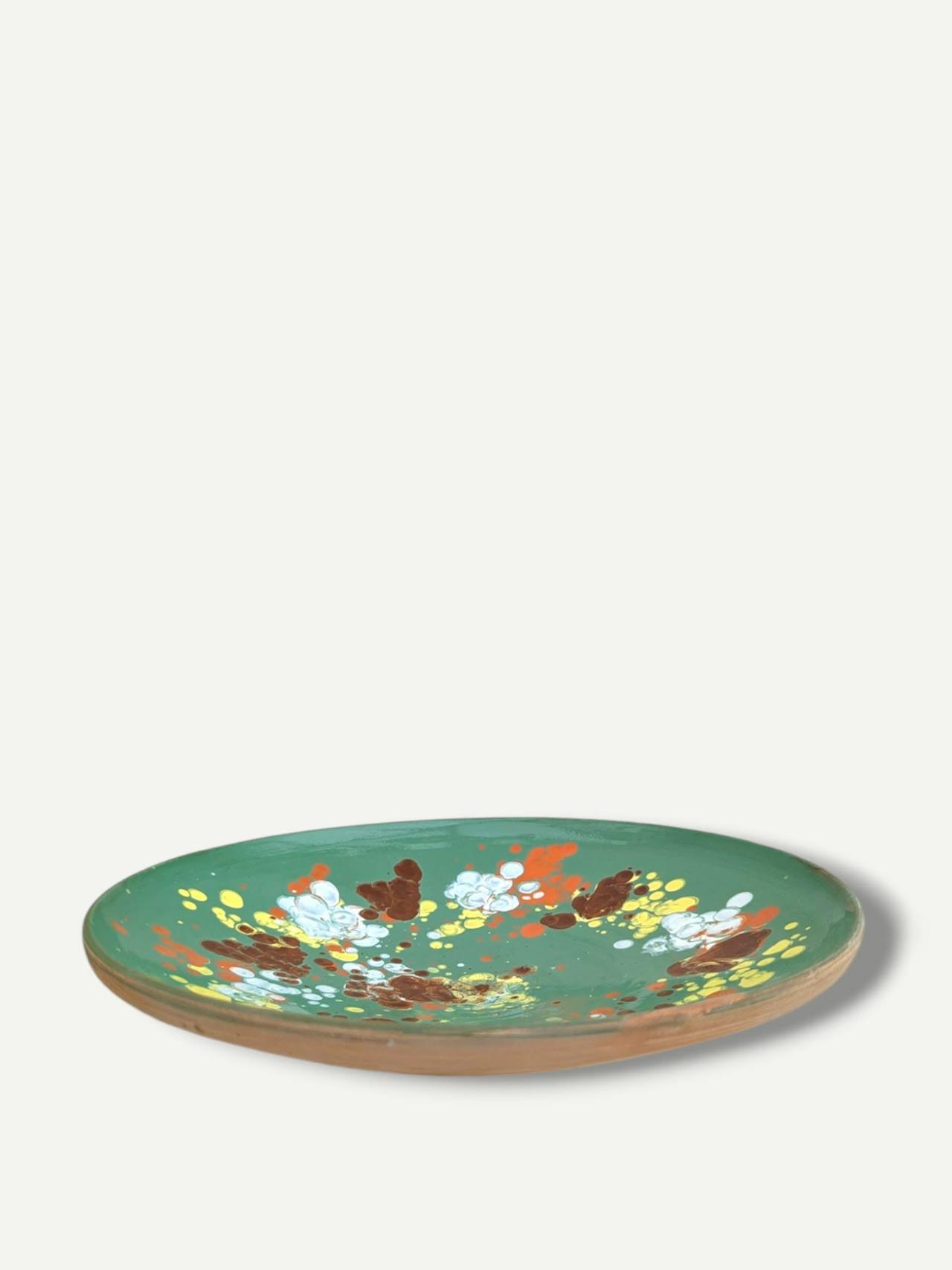 Splatter moss green large serving plate Horezu Deep Plate Casa de Folklore    - Collagerie