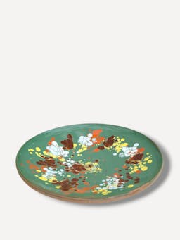 Splatter moss green large serving plate Horezu Deep Plate Casa de Folklore    - Collagerie