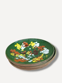 Moss green splatter serving plate Horezu Deep Plate Casa de Folklore    - Collagerie