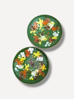 Moss green splatter serving plate Horezu Deep Plate Casa de Folklore    - Collagerie