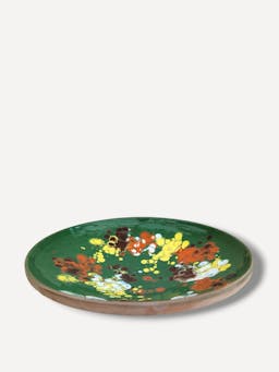 Moss green splatter serving plate Horezu Deep Plate Casa de Folklore    - Collagerie