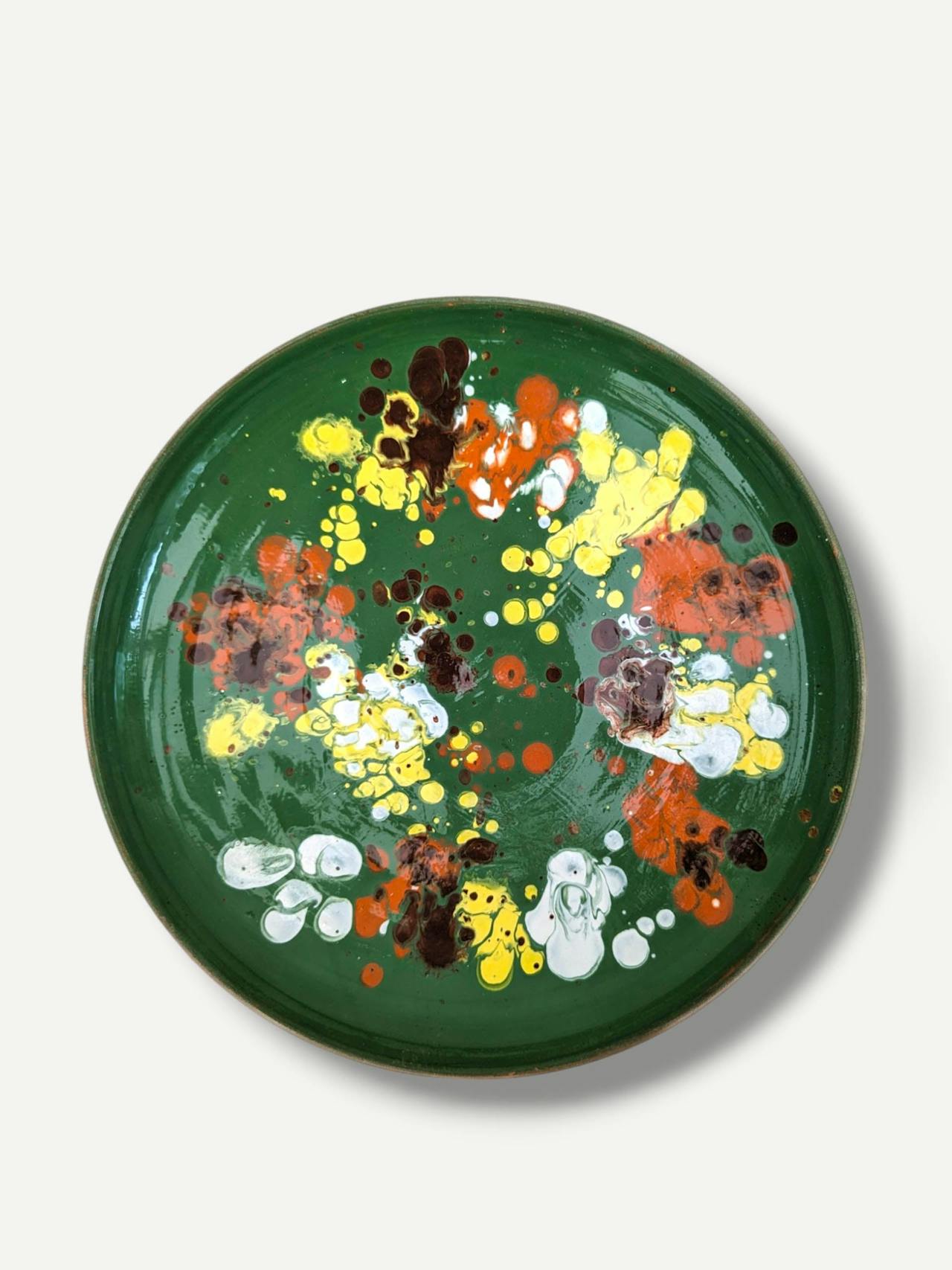 Moss green splatter serving plate Horezu Deep Plate Casa de Folklore    - Collagerie