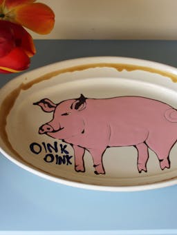 Pig oval platter ceramics Amuse La Bouche    - Collagerie