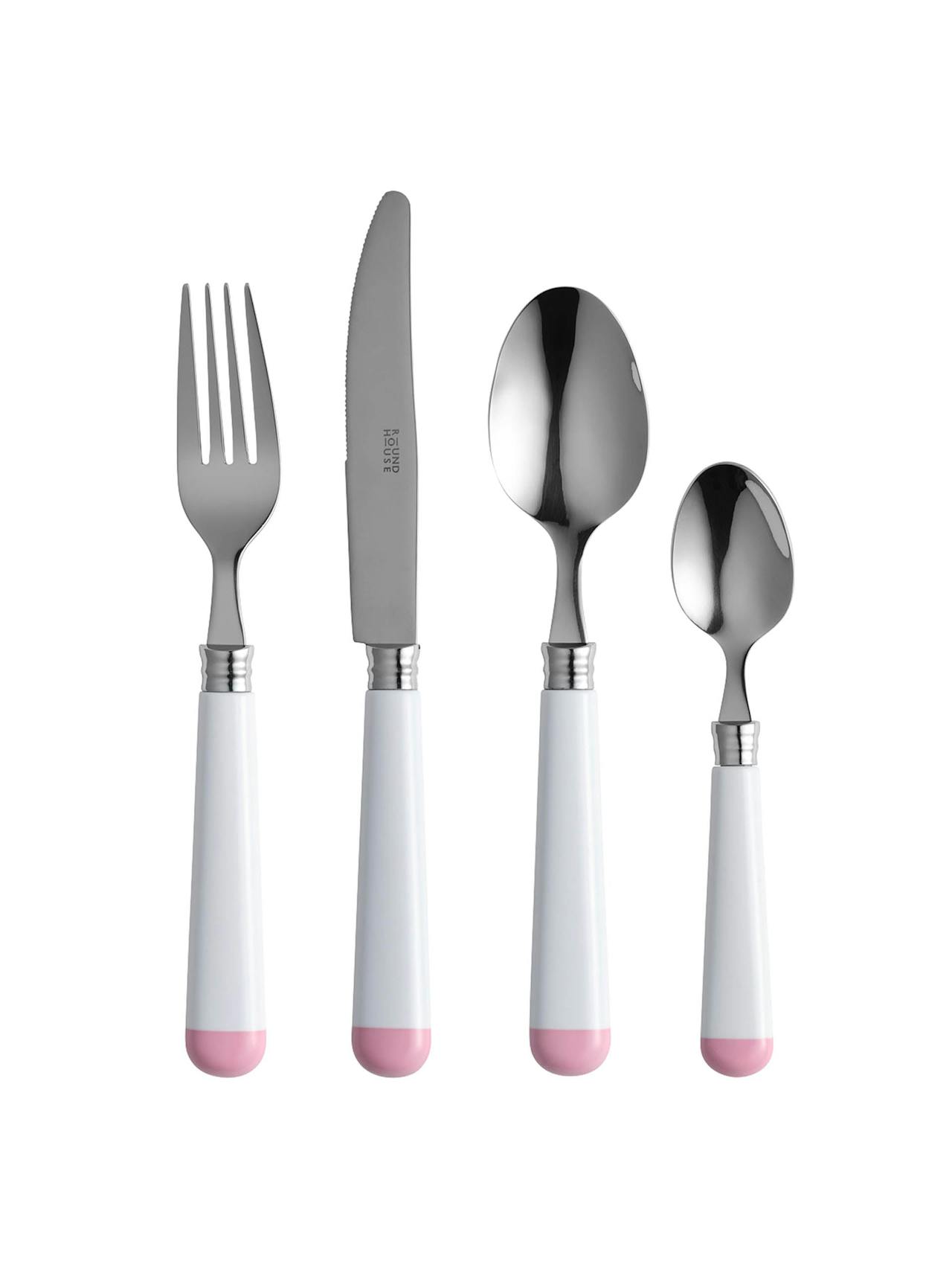 White and pink cutlery set
