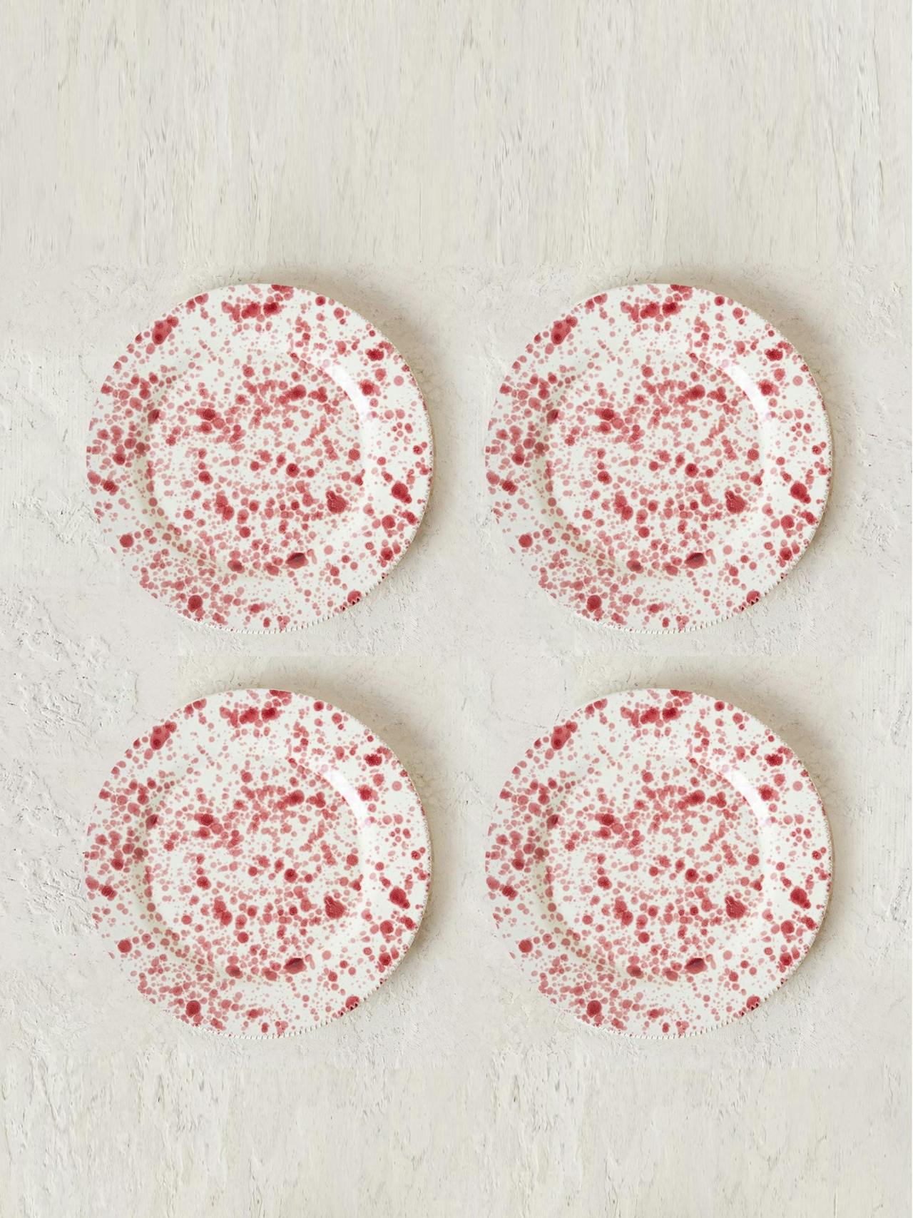 Cranberry plates, set of 4