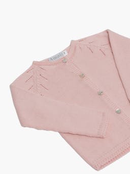 Puce baby cardigan powder pink Baby Clothing Amaia    - Collagerie