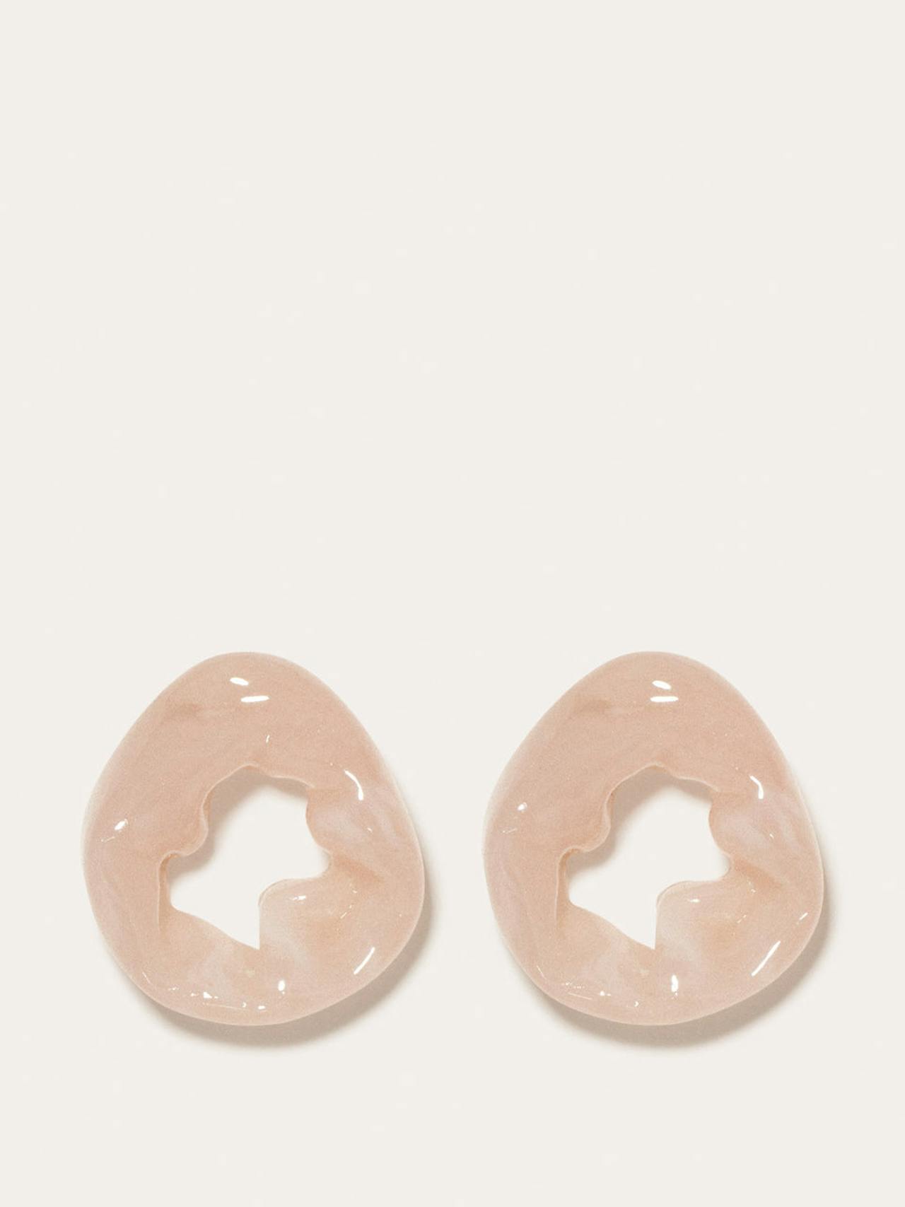 Rose quartz resin and gold Scrunch earrings