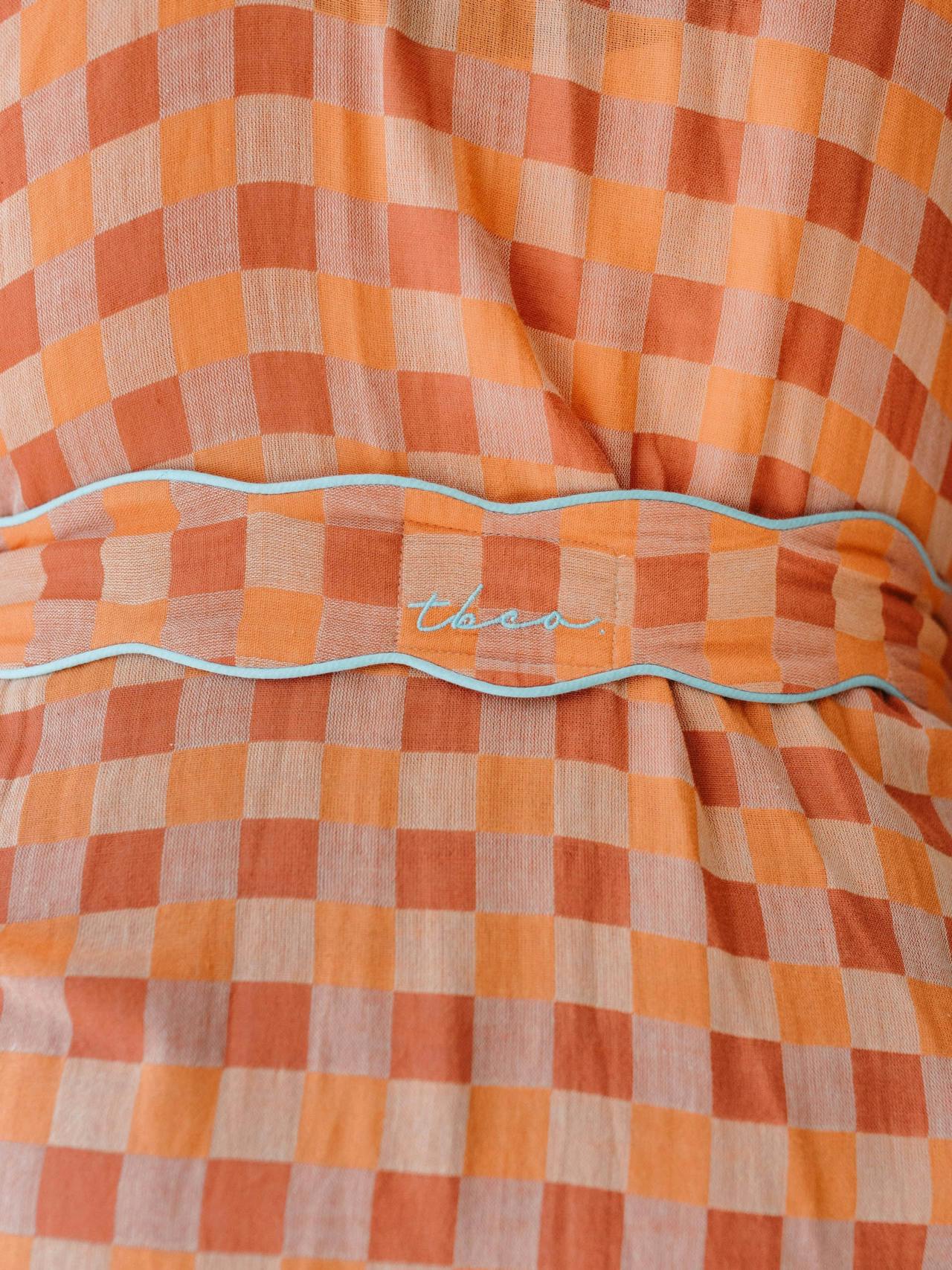 Cotton robe in apricot checkerboard  TBCo    - Collagerie