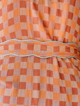 Cotton robe in apricot checkerboard  TBCo    - Collagerie